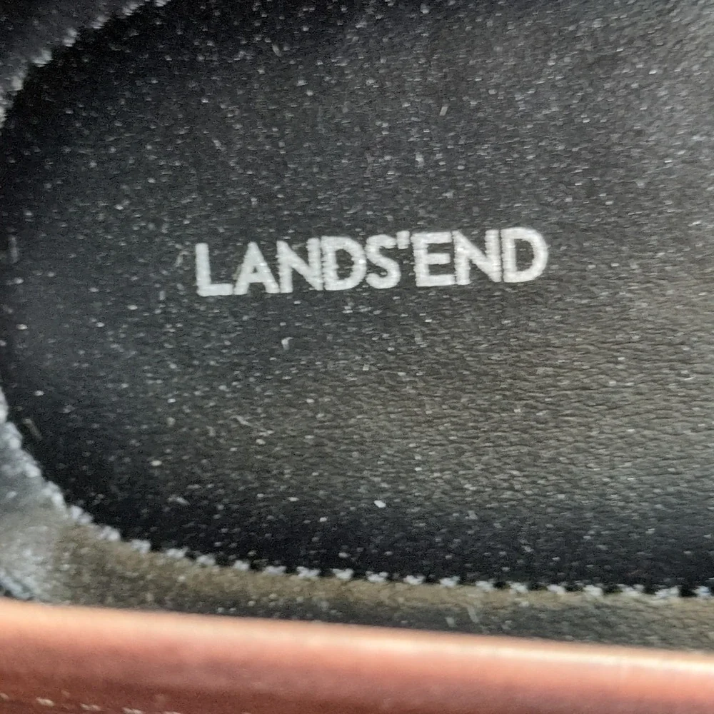 Lands End Shoes Mens Brown 9.5 Leather Dress Loafers Slip On Professional 488823